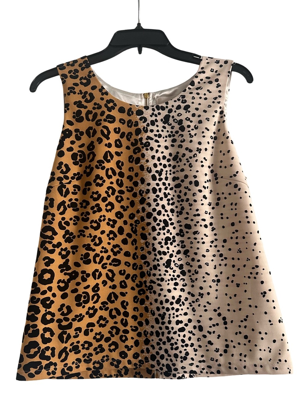 NWT JB by Julie Brown Two-Tone Brown/Ivory Leopard Print Sleeveless Top